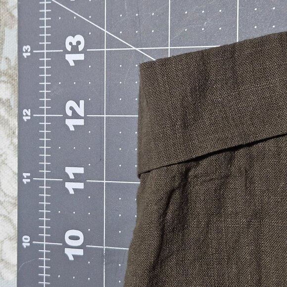 Brown Elastic Waist Linen Blend Shorts With Front Tie & Rolled Hem - Picture 5 of 7